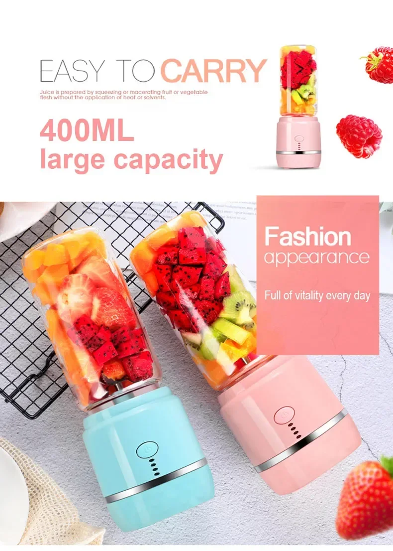 

Portable Electric Fruit Juicer Wireless USB Rechargeable 6 Blades Mini Mixer Multifunction Summer Smoothie Blender Machine