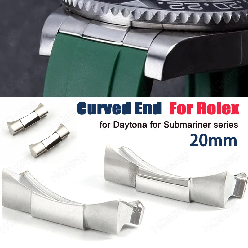 

20mm Curved End for Rolex Watch Accessories for Daytona Series Solid Stainless Steel Adapter for Submariner Series Metal 2pcs