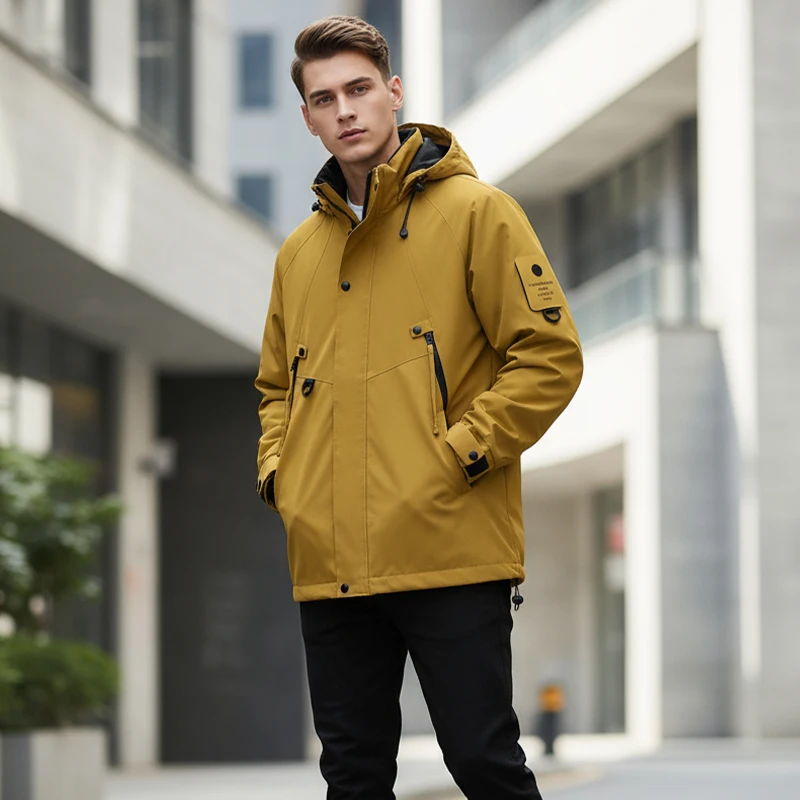 

STG Men's Hooded Crock Jacket Waterproof and Windproof Trendy Long Sleeve Spring Autumn Casual Handsome Outdoor Sweatshirt
