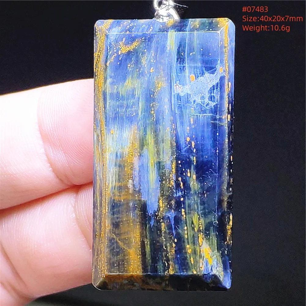 Natural Blue Yellow Pietersite Chatoyant Pendant Namibia Rectangle Women Men Cat Eye Fire Pietersite Jewelry Rare AAAAAA view 6