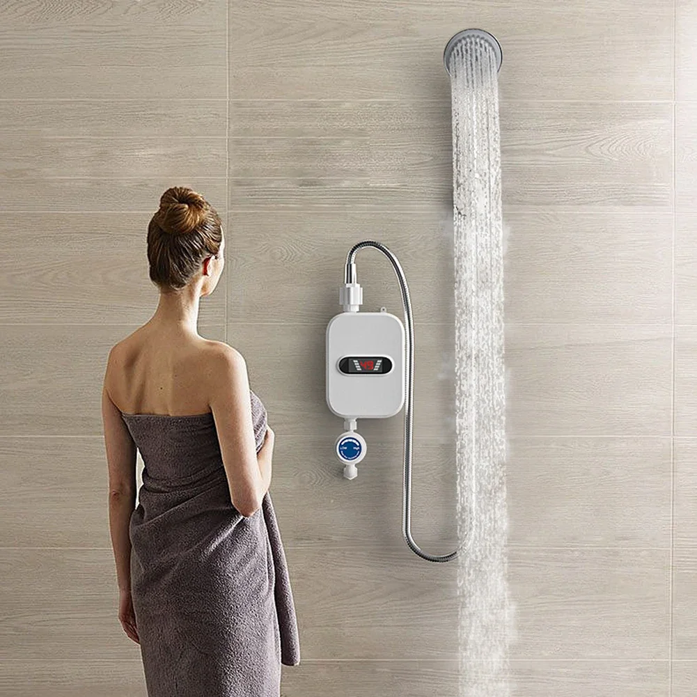 Calentador de agua instantáneo para ducha, grifo de baño con enchufe europeo, 220V, 3500W, calefacción instantánea sin depósito