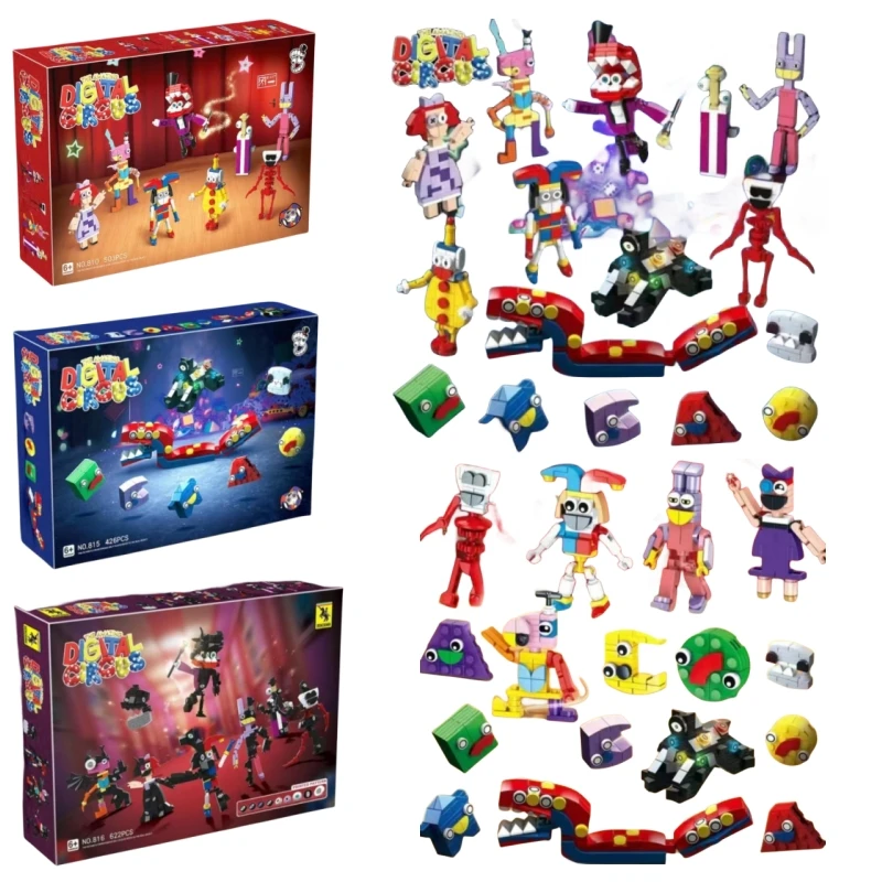 Elegante Box heiß die erstaunliche digitale Zirkus Pomni Jax Joker Kaninchen Baustein Set DIY Modell Spielzeug Kinder Geburtstag 2024 Geschenk