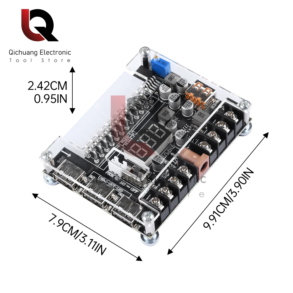 20/24Pin ATX zasilacz breakout Board Regulowane napięcie z cyfrowym wyświetlaczem Akrylowe etui zestaw moduł adaptera Złącze zasilania