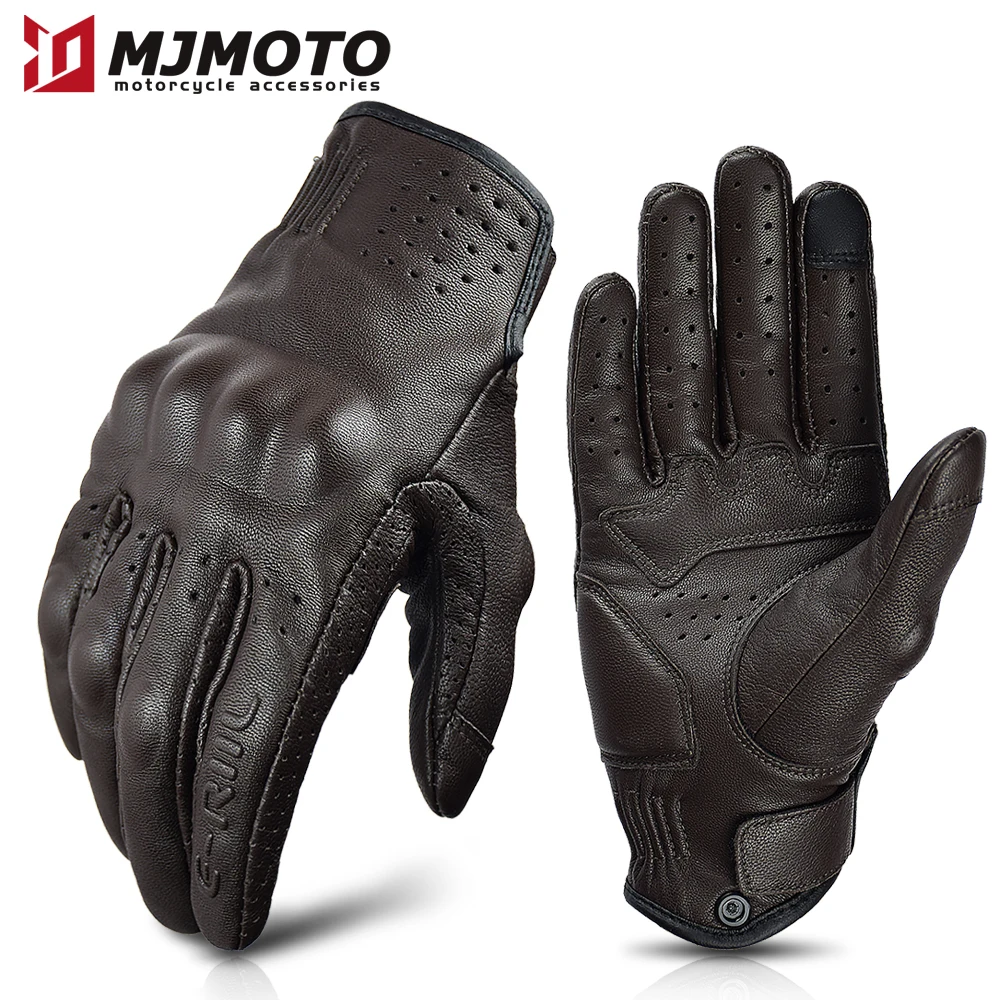 

Classic Vintage Motorcycle Riding Gloves Men Women Breathable Motocross Gloves Anti-fall Motorbike Leather Gloves Touchscreen