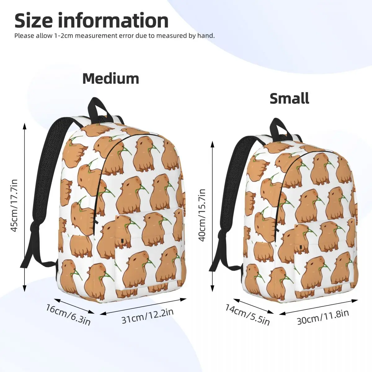 Capybara With A Leaf, Eat Your Greens Backpack Daypack Large Capacity Kids BookBag School Bag Shoulder Bags for Men Women