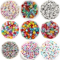 100-500Pcs/Lot Square Acrylic Beads Mixed Alphabet Letter Cube Loose Beads For DIY Crafts Ornament Making Finding Accessories