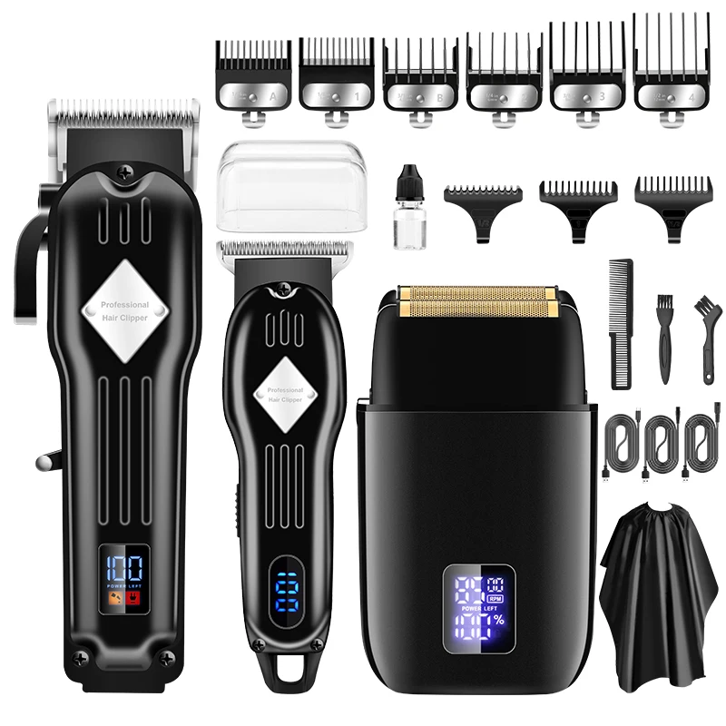 RESUXI 3 in 1 Professional Electric Hair Clipper and Shaver Set for Barber Men Hair Trimmer Electric Shaver Hair Cutting Machine