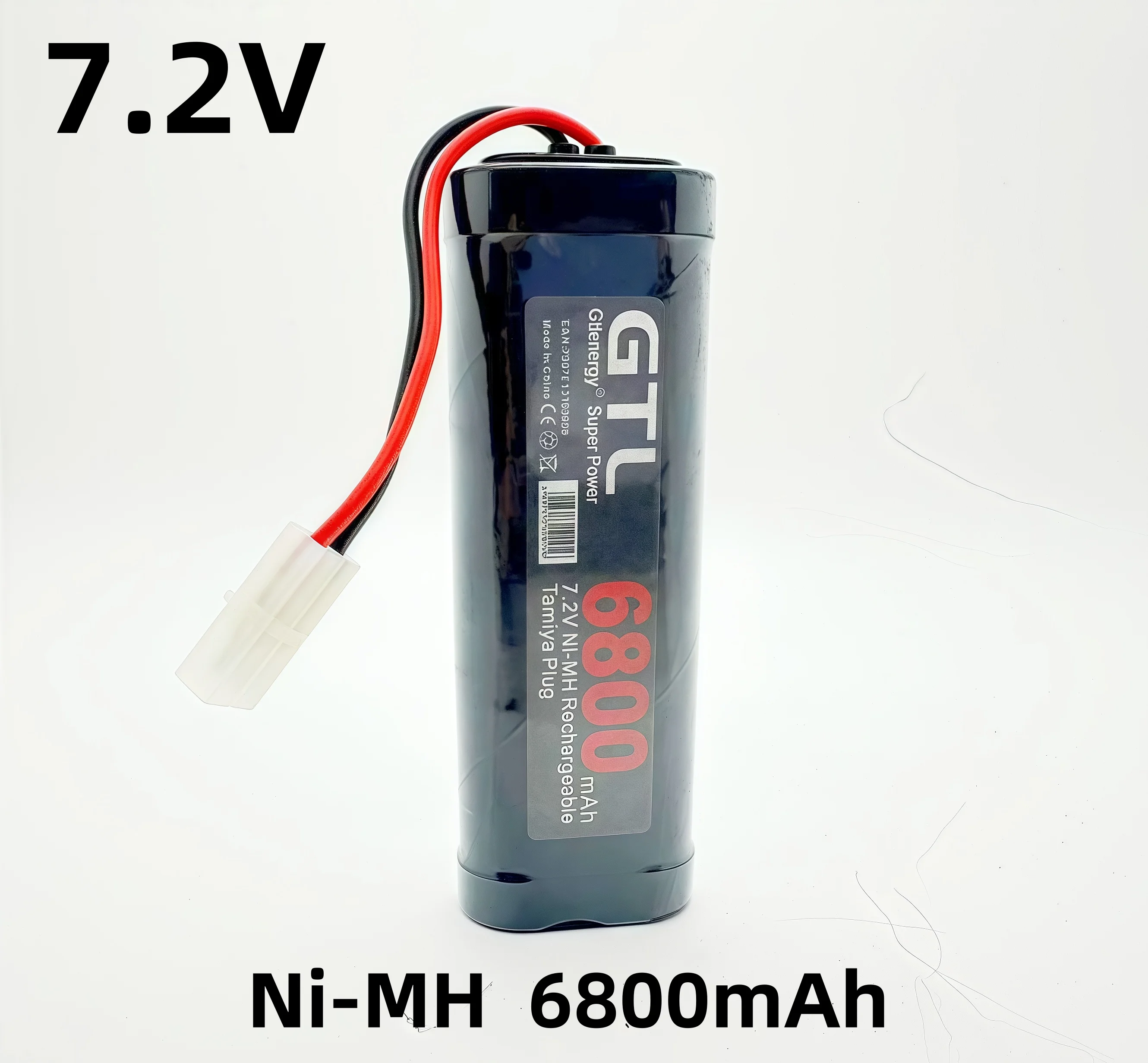 7,2V Batterie 6800mAh NiMH Batteriepack RC Auto LKW Bugibot Panzer NiMH Batterie Grau Stromversorgung, mit Tamiya-Anschlüssen