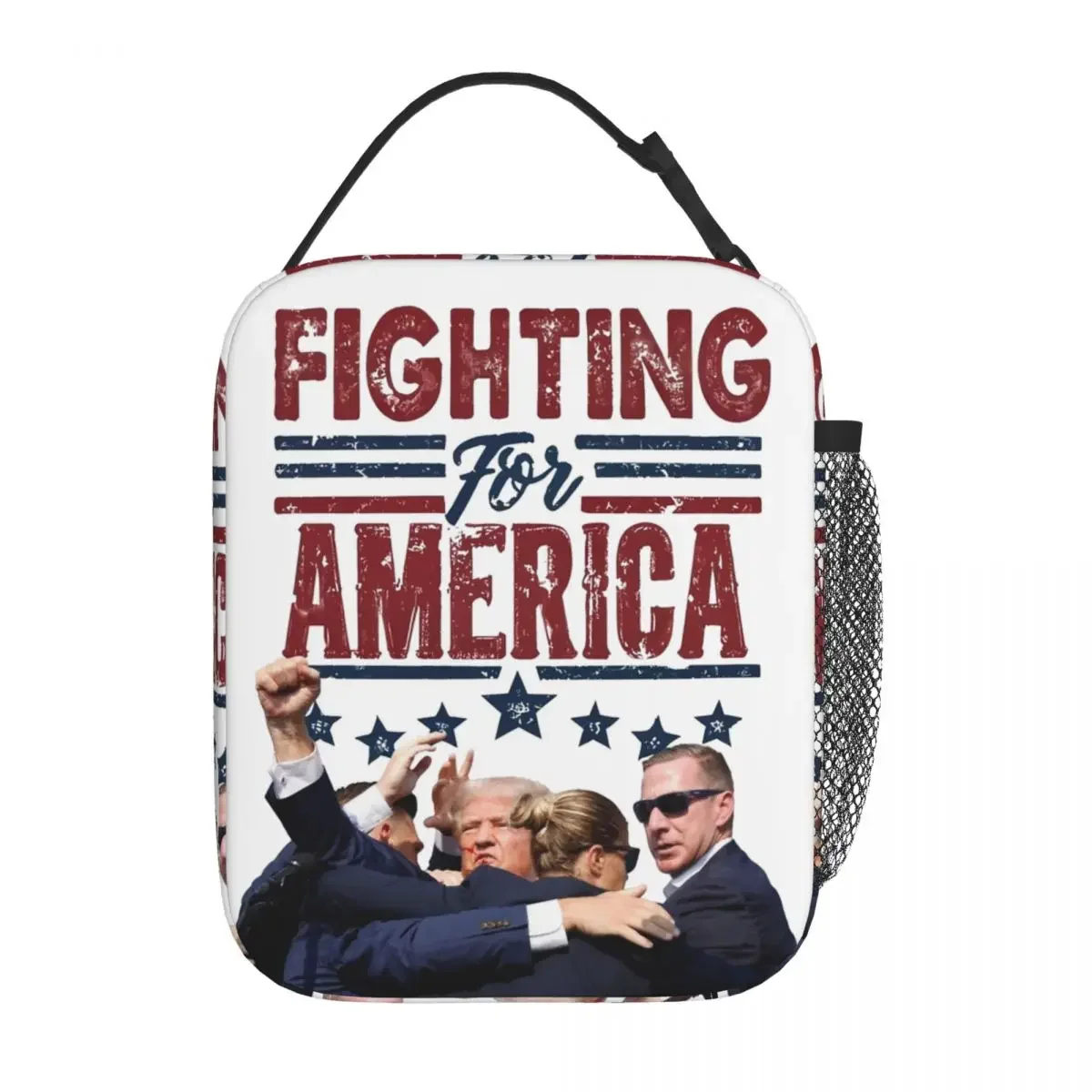 Trump Fight For America Thermal Insulated Lunch Bag for Picnic Donald Trump 2024 Portable Food Bag Cooler Thermal Lunch Boxes