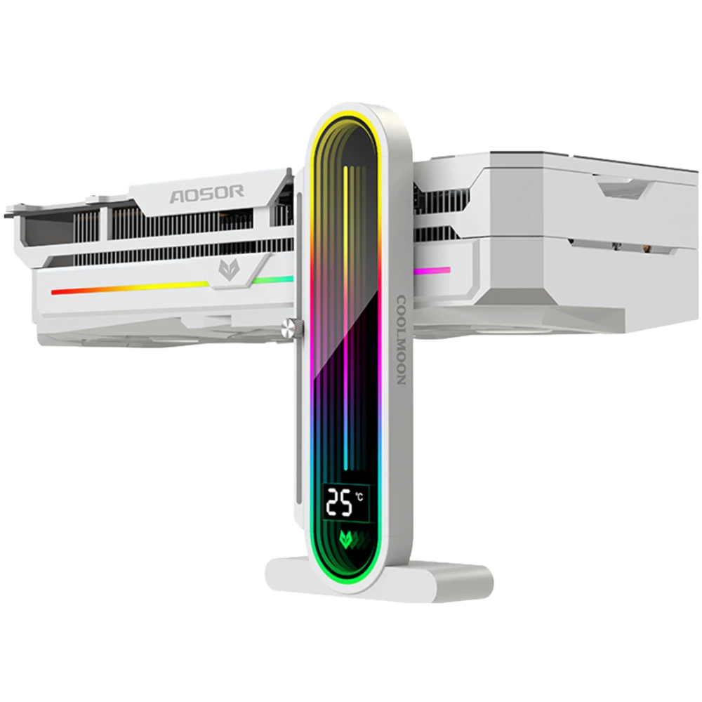 ARGB Graphics Card Bracket With Temperature Display GPU Anti-Sag Holder Bracket Video Card Bracket Adjustable Height 5V 3Pin