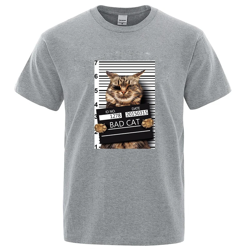 الصيف عالية الجودة تي شيرت مضحك الإجرامي القط نمط مطبوعة عادية كول س الرقبة تي شيرت الذكور تيز القمم #2