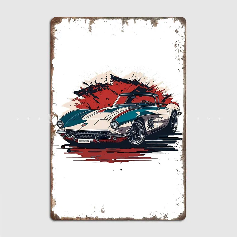 Corvette C4 Vintage Classic Sport Car Metal Sign Poster Garage Car Decoration Room Decor Automobile Club Tin Sign Home Decor