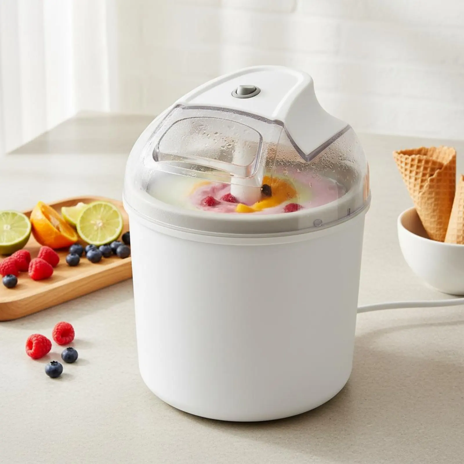 Criador Automático de Sorvete, Tamanho Pequeno, Máquina de Sorvete Soft Serve, Operação com um Só Toque para Crianças e Uso Doméstico