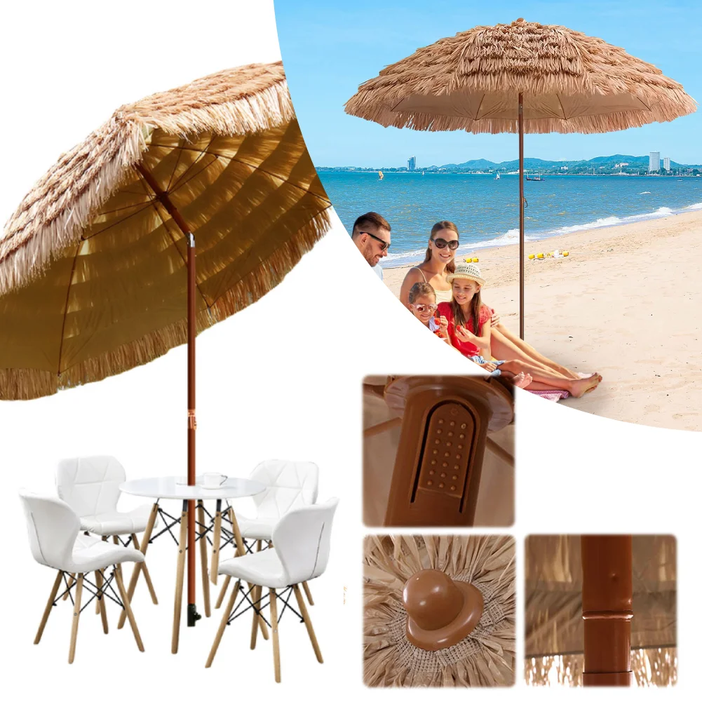 6.23ft/1.9 متر ارتفاع مظلة الشاطئ إمالة في الهواء الطلق مظلة فناء ارتفاع قابل للتعديل مظلة منقوشة 8 الأضلاع لحديقة الفناء