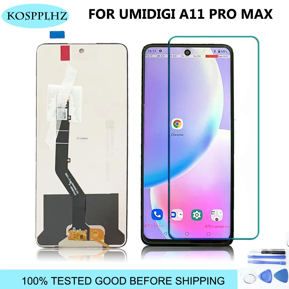 100% New 6.8-Inch For UMIDIGI A11 Pro Max LCD Display + Touch Screen Assembly Replacement Accessories +Tools