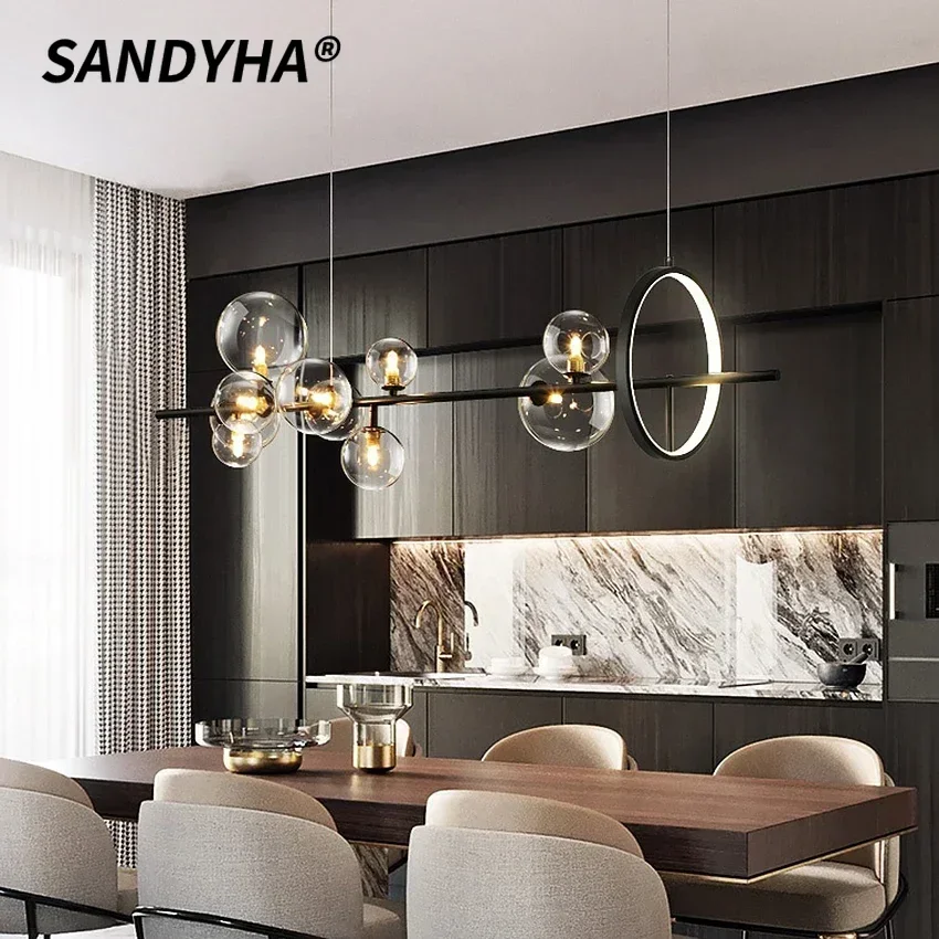 

SANDYHA American Minimalist Ceiling Chandelier Suitable for Home Dining Room Kitchen Living Room Coffee Table Pendant Light
