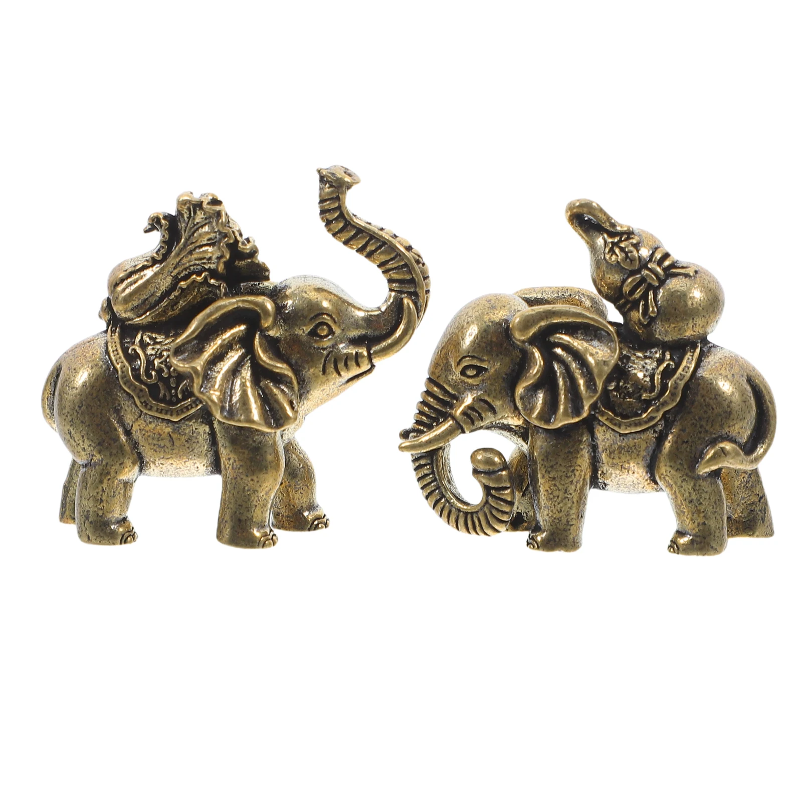 

2pcs Pure Copper Elephant Ornaments Figurine Animal Decor Sculpture Home Office Wealth Brass Prosperity Symbol
