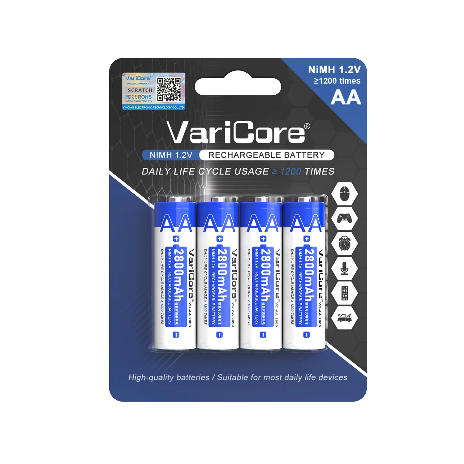 VariCore VC-AA 2800 caja de Color 4 Uds NiMH 1,2 V NiMH 2800mAh batería recargable de gran capacidad para ratón juguete Control remoto