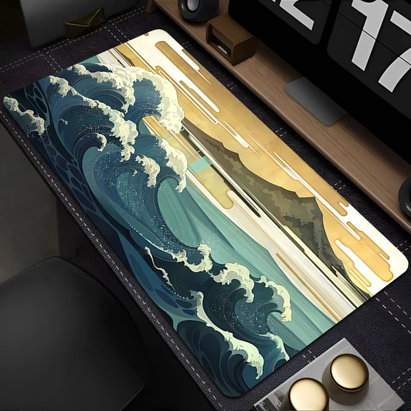 

Mouse Pad PC Accessories HD Keyboard Pad Office Desk Mat Anime Mousepad Natural Rubber Anti Slip Gaming Huge Waves Extended Pad