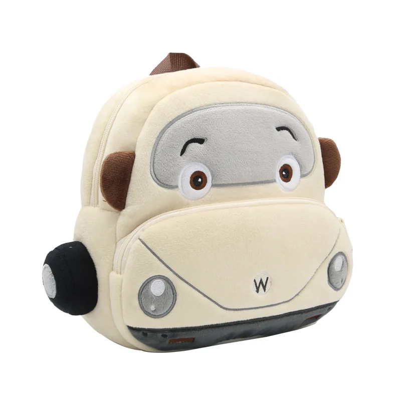 Custom Name Plush cartoon car Beetle car 2-4 years old plush children\'s backpack toy boys and girls bag kindergarten backpack