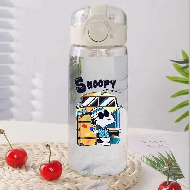 

Snoopys 400ml Plastic Cup Grils Boys Straw Drinking Bottle Children Travel Cup Water Bottles Portable Cute Transparent Water Cup