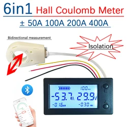 Lithium Battery Monitor Hall Coulomb Meter Digital Voltmeter Ammeter Voltage Current Capacity Power Display BMS Charge discharge