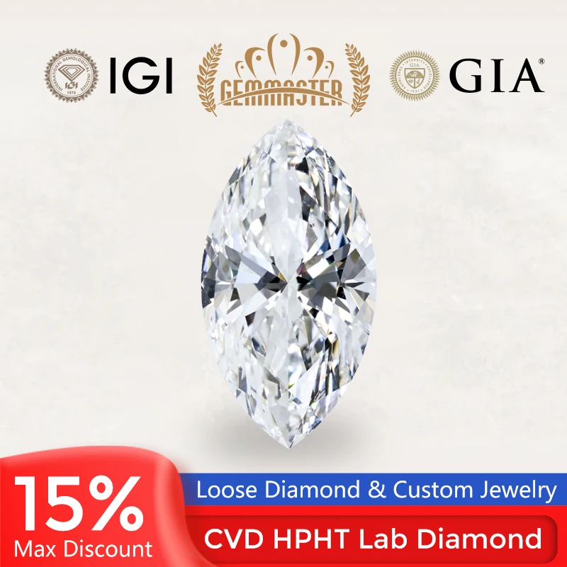 Marquise Lab grown diamond with GIA IGI certificate VVS VS Loose diamond Lab diamond 1ct 3ct 5ct diamond