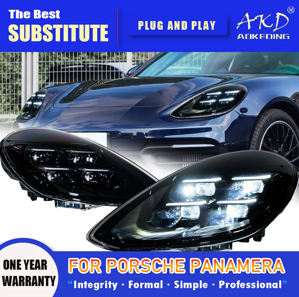 

AKD Head Lamp for Porsche Panamera LED Headlight 2018-2023 Headlights DRL Turn Signal High Beam Angel Eye Projector Lens