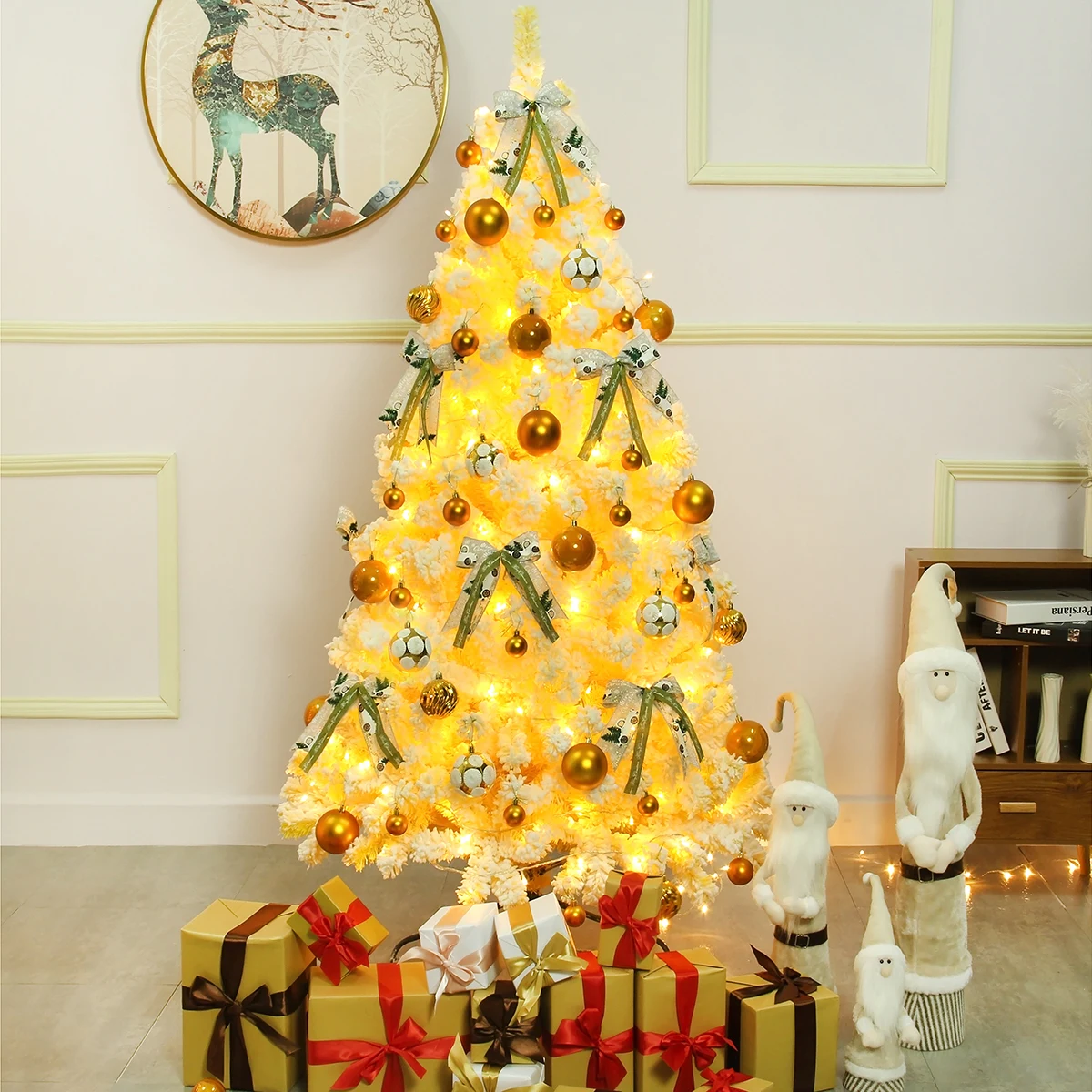 2022 Mid-Autumn Festival Decoration Yellow Flocking Tree Shopping Mall Decoration Window Package 1.5/1.8/2.1 M Scene