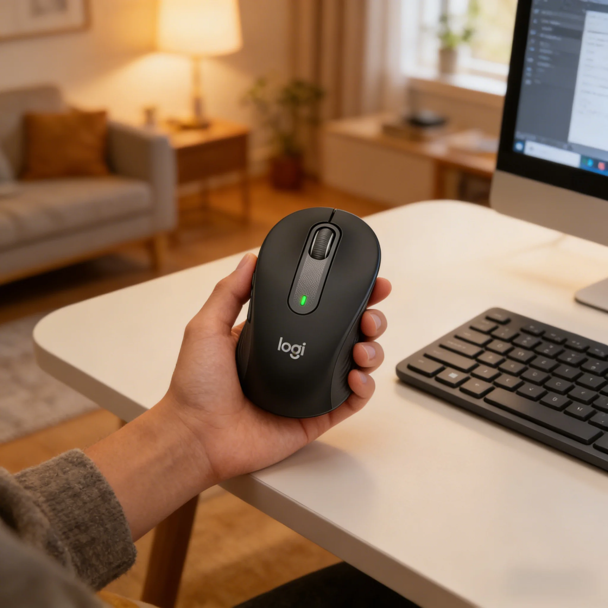 Logitech M650 L Ergonomic Wireless Mouse 90% Less Noise SilentTouch 2-Year Battery for Big Hands Home Office Laptop PC Mac