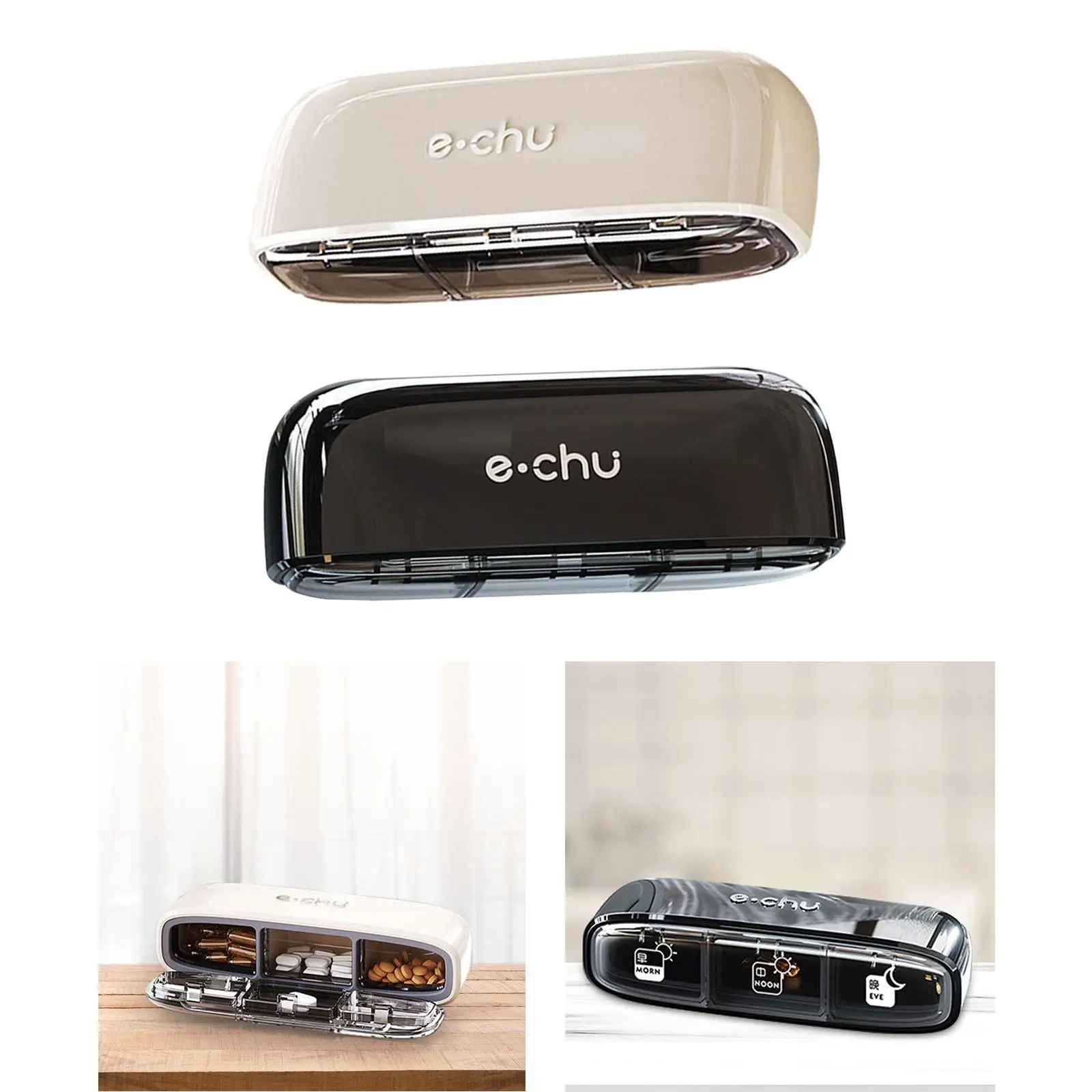 

Daily Pill Box with 3 Compartment Portable Durable Pill Dispenser Travel