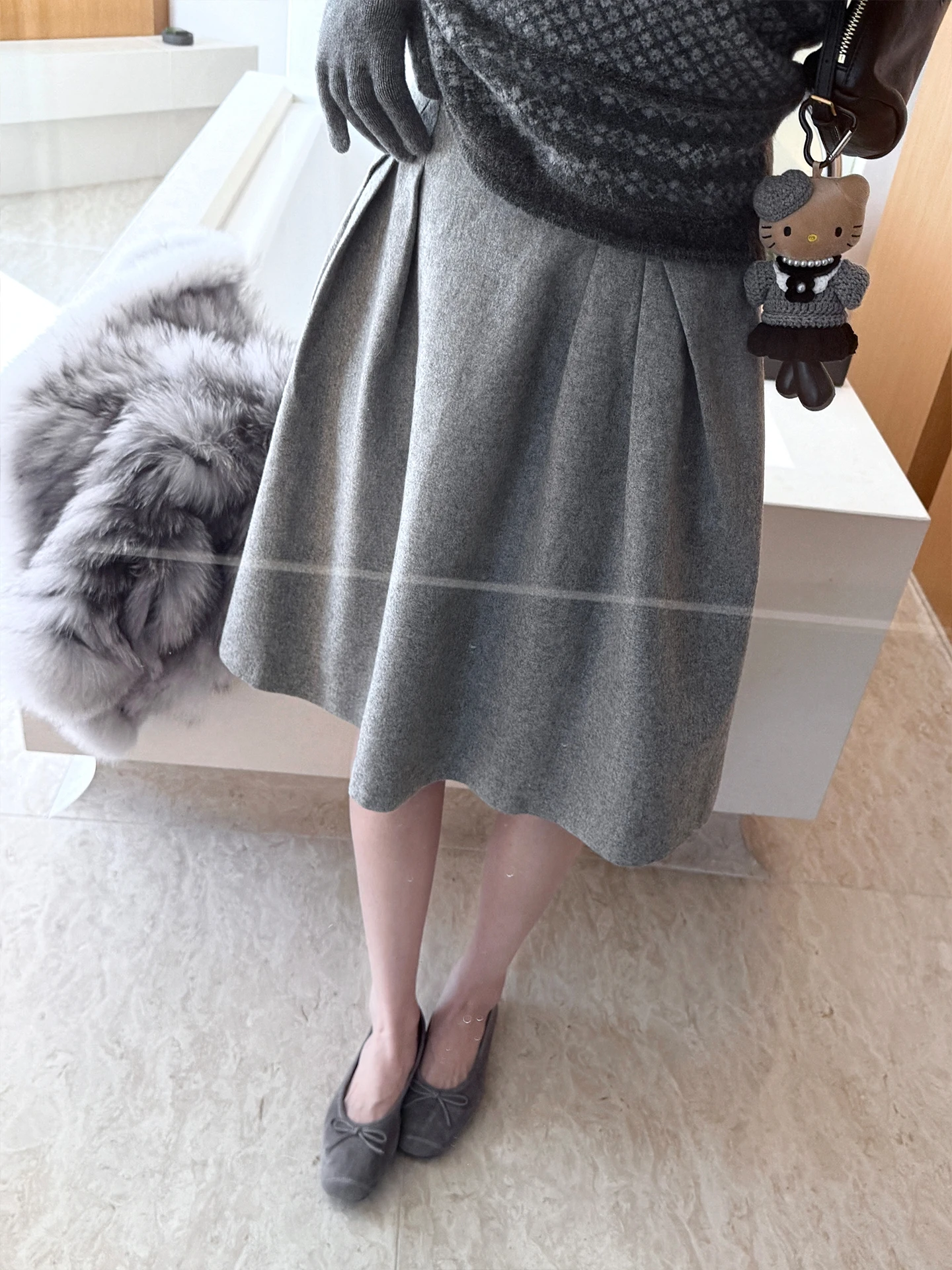 

Женская шерстяная юбка миди LaaReeToo с эластичным поясом, осенне-зимняя, приталенная, А-силуэт, повседневная, с уникальным дизайном