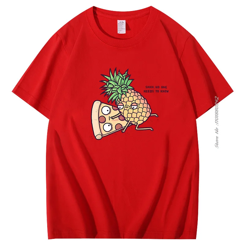 Funny Graphic T Shirts Pineapple Pizza Fruit Print T Shirt Harajuku Aesthetic Tops Casual Fashion Streetwear Cotton Mens Clothes