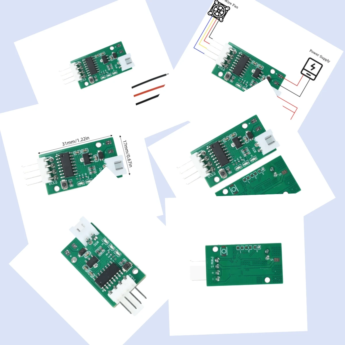 Auto Speed Adjustment Silent Cooler Duty Cycle 5-15V NTC Probe Fan Speed Governor Four-Wire PWM Fan Temperature Controller