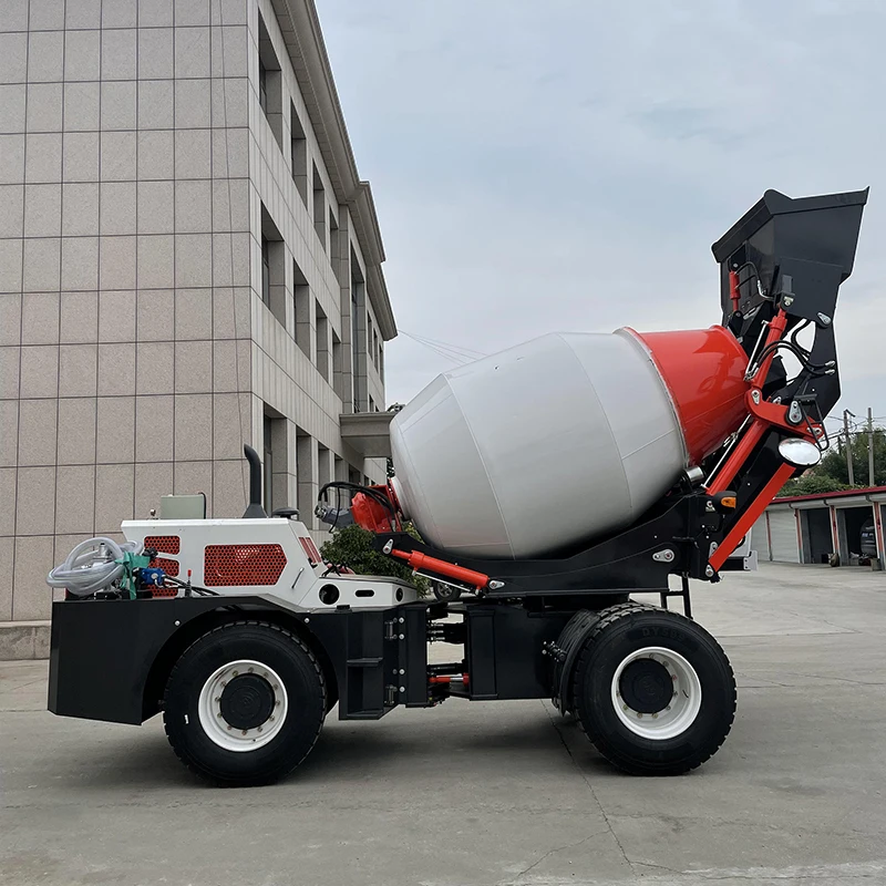 Customized 2.6 Cubic Automatic Cement Diesel Small Drum Self-Loading Concrete Mixer With Pump Truck