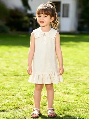 Girls' French dress summer new gentle pleated ruffled vest princess dress