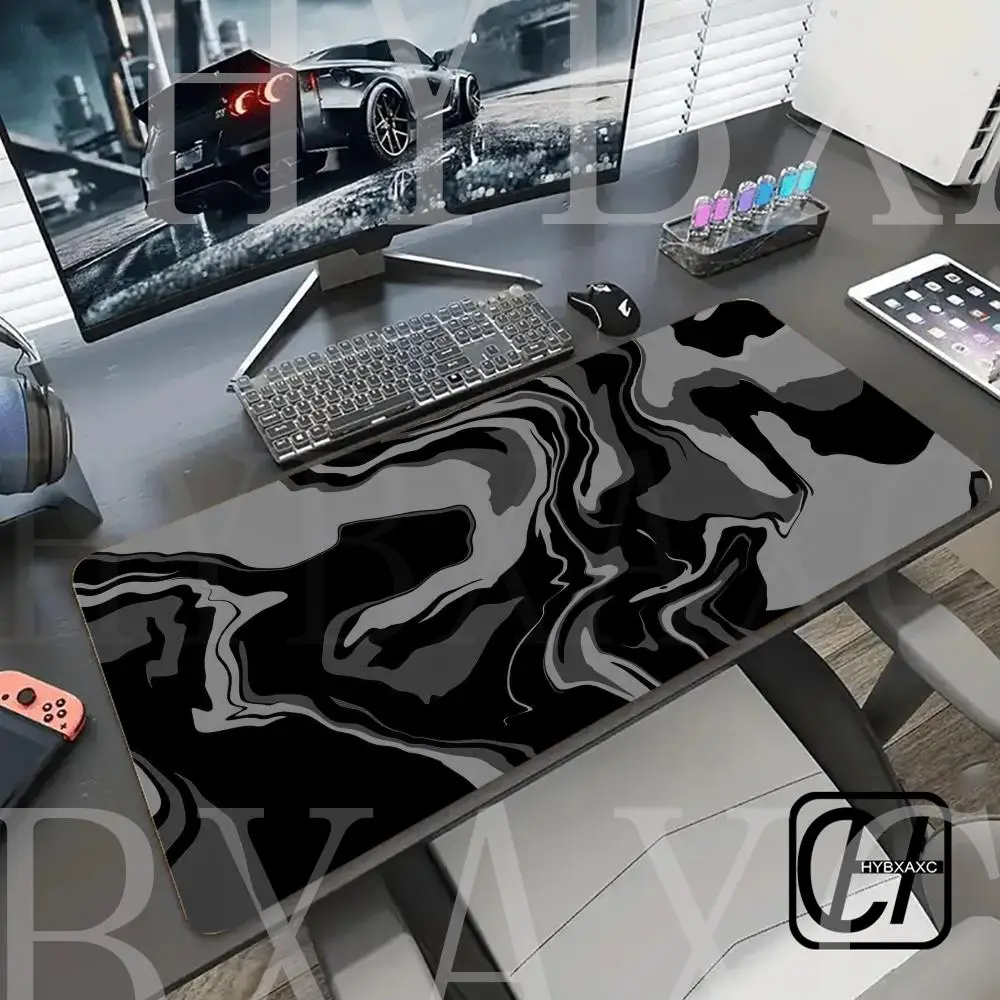 XXL Line Liquid Mouse Pad Gaming Accessories Topographic Table Mat Marble Black Carpet Gray 100x50cm Custom Pc HYBXAXC Mouse Pad