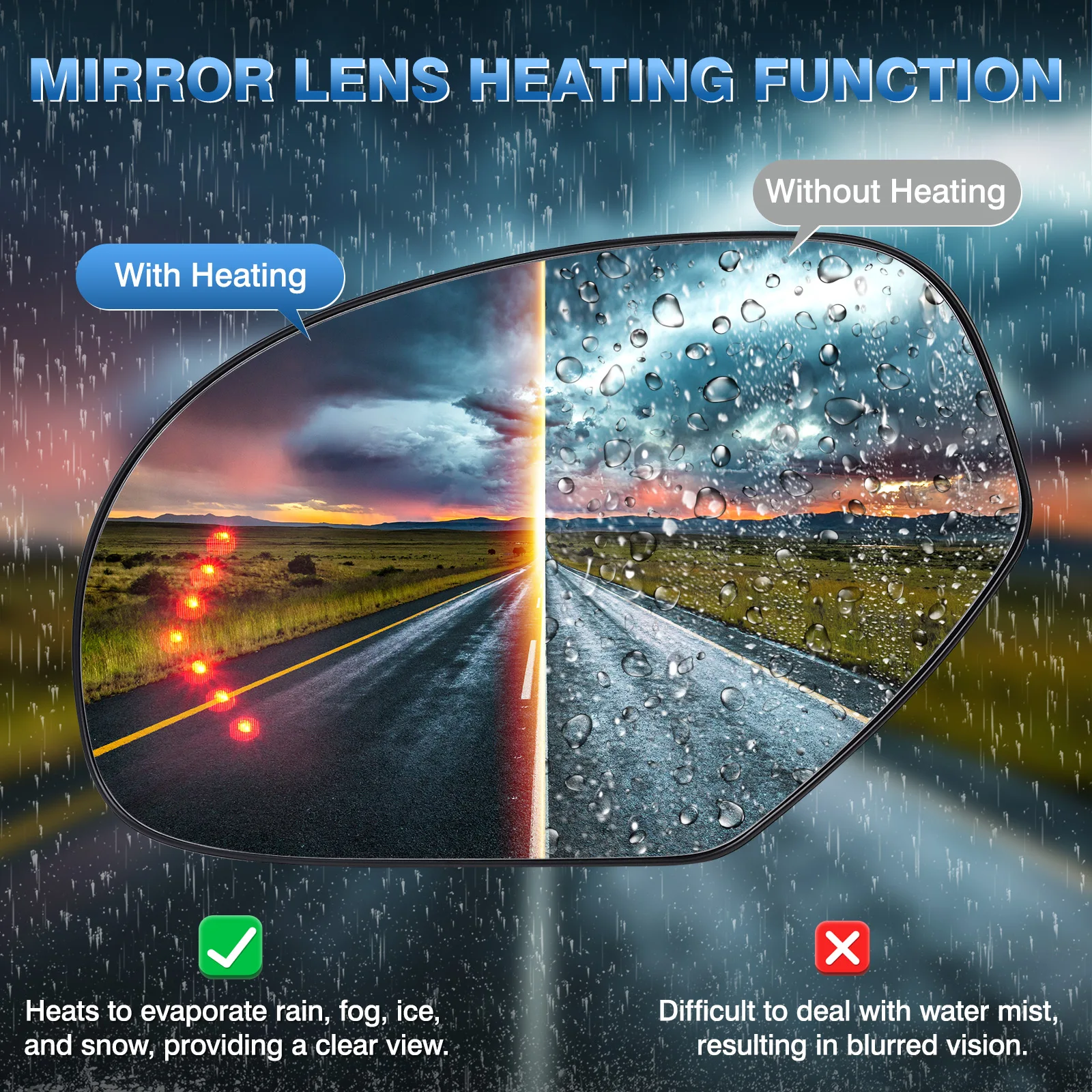 Heated Side Mirror Glass For 2007-2013 Cadillac Escalade Yukon Chevrolet Suburban Silverado GMC Sierra Tahoe Avalanche Sierra