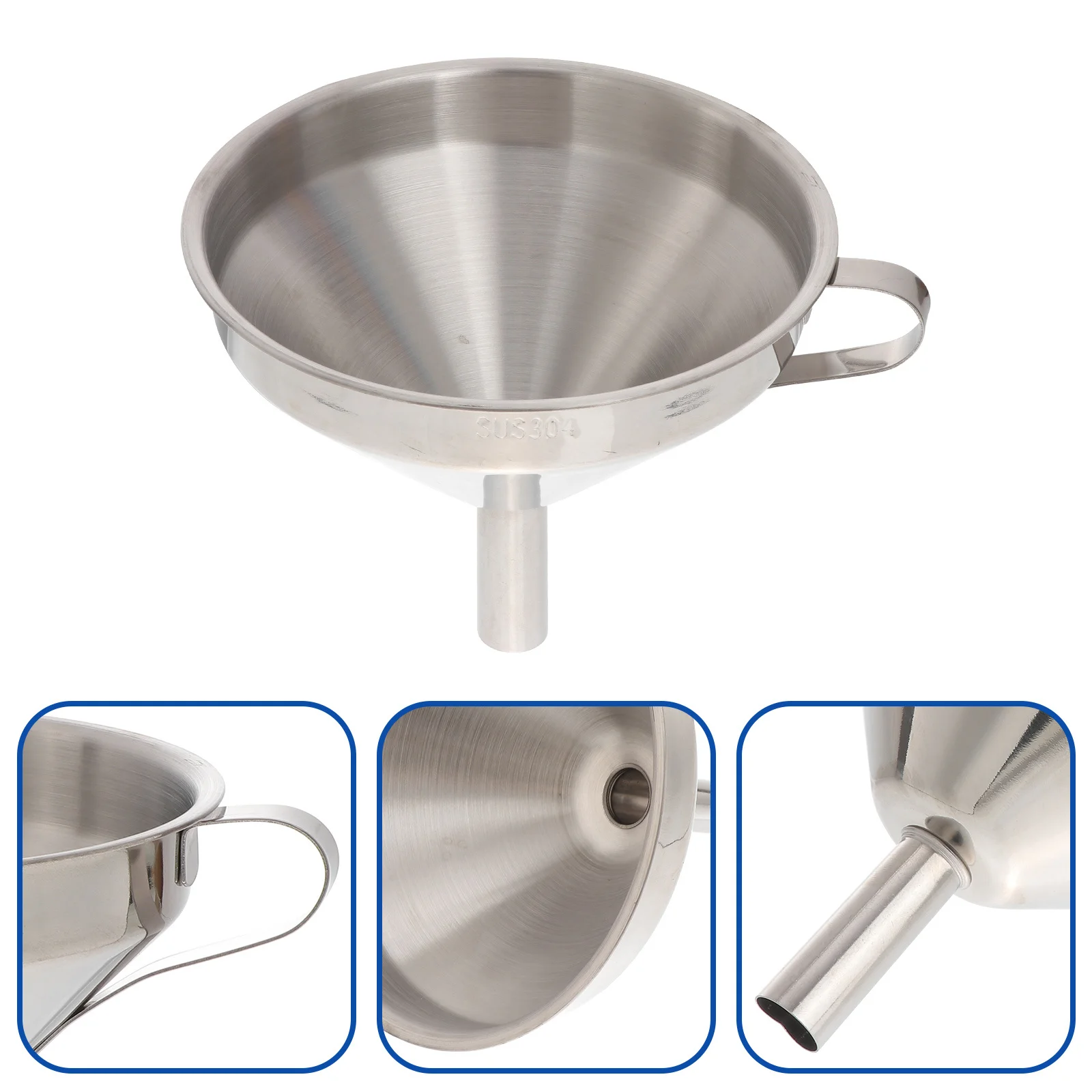 

1Set Home Use Stainless Steel Funnel All Purpose Oil Wine Liquid Transferring Kitchen Tool Suitable for Bottles Jars