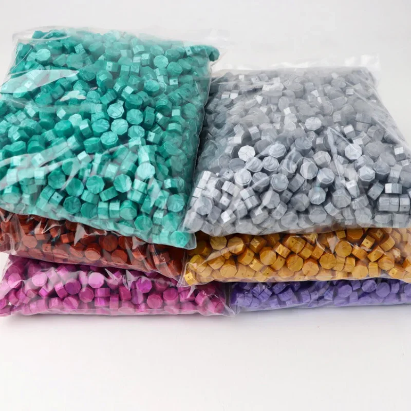 بيرليسسينت لون الشمع 500 جرام المثمن ريترو النار الطلاء ختم الشمع ختم المغلف دعوة الزفاف DIY بها بنفسك لوازم