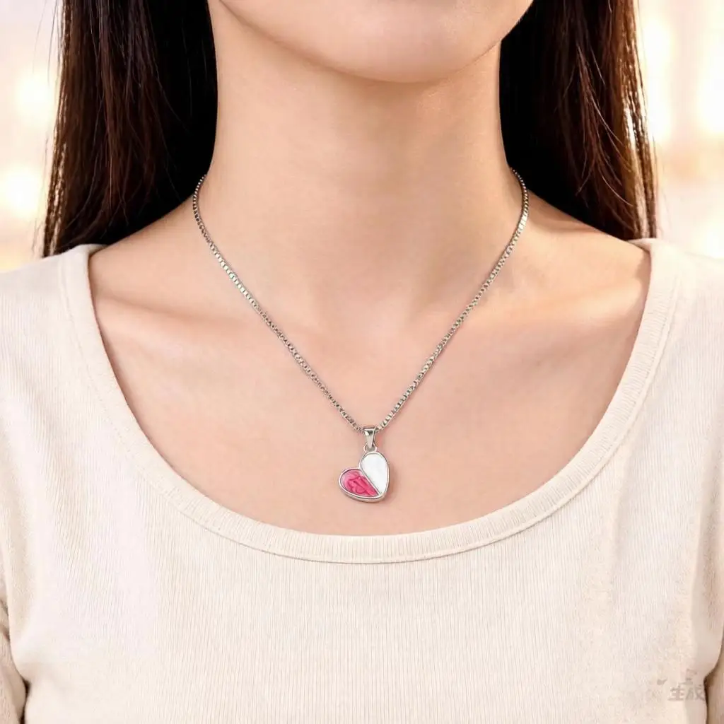 Charm 925 Sterling Silver Pink Love Heart Pendant Box Chain Necklaces for Women Girls Anniversary Party Fashion Jewelry Gifts