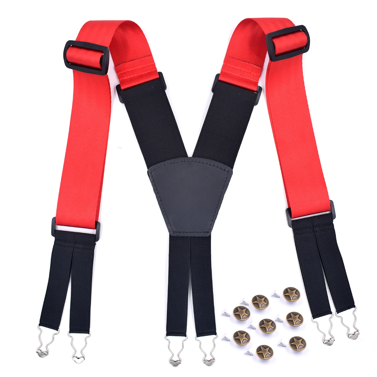 Plus size Suspenders For Heavy duty Men Pants With 6 Strong Clips 5cm Wide Elastic Adjustable Braces With X-Back Trousers Strap