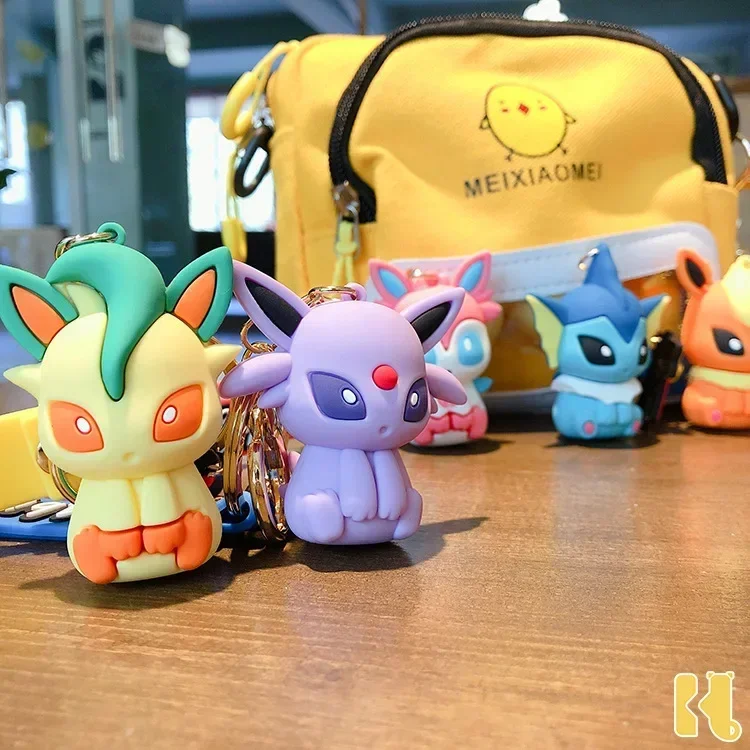 Genuine Pikachu Creative Anime Cartoon Doll Keychain Pokemon Cartoon Doll Keyring Bag Car Key Chain Ring Pendant Kids Gifts