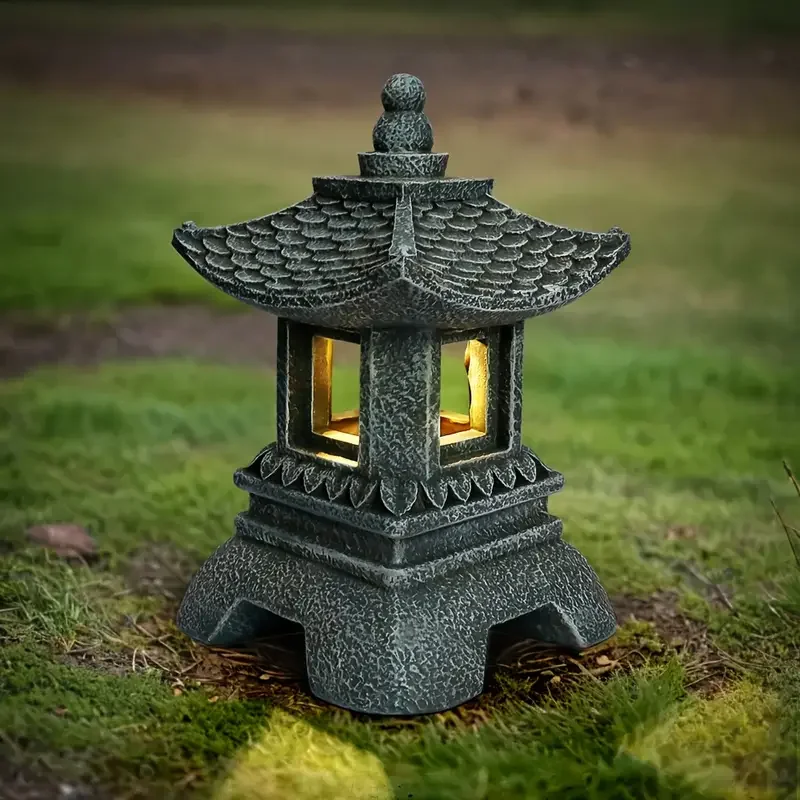 

Decors GardenStatues Zen Asian Outdoor Statues Japanese Pagoda Balcony Patio Porch Yard Art Ornament Decoration 14 Inches