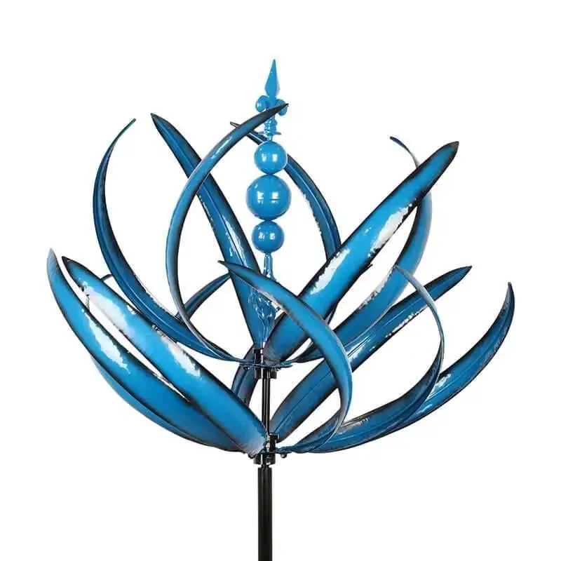 Harlow Wind Spinner Metal Windmill, 3D, Powered Kinetic Sculpture, Lawn Solar Spinners, Yard and Garden Decor