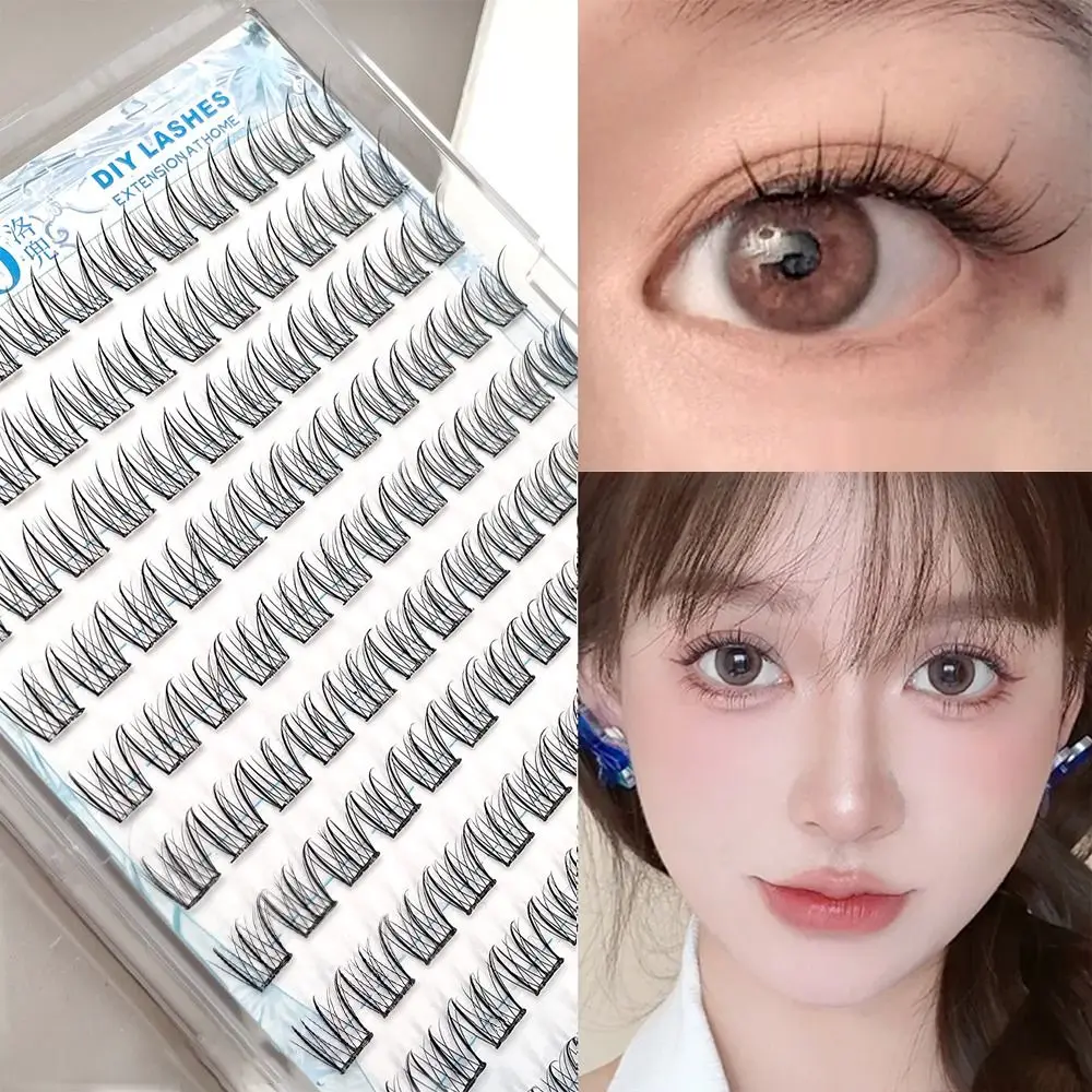 120 個接着剤不要自己粘着まつげクラスター自然な外観バードスタイル再利用可能なつけまつげ簡単なアプリケーション韓国