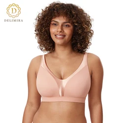 DELIMIRA Women's Plus Size Wireless Bra Full Coverage Smooth Unlined Support 34-48 B-G cup