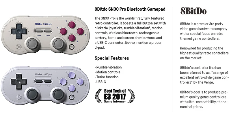 8BitDo SF30 Pro SN30 Pro Spielcontroller Kabelloser Bluetooth-Gamepad-Joystick für Windows Android MacOS Nintendo Switch NS2 Steam – Detail 1