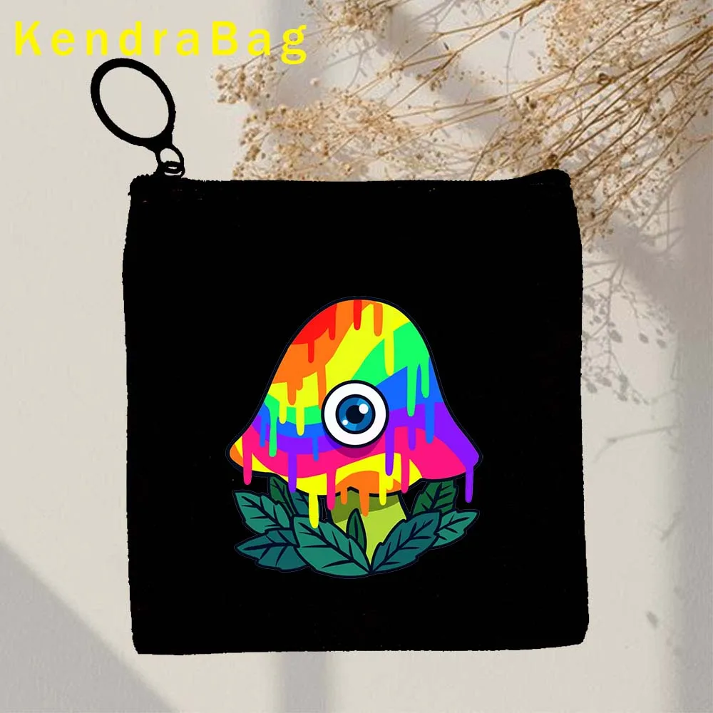 Celestial mosaik matahari bulan Psychedelic Trippy ajaib jamur taman Buddha kunci dompet koin Eco tas kanvas dompet ritsleting hadiah