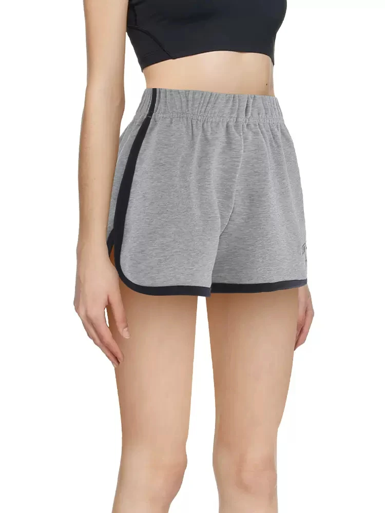 PUWD-Shorts com letras estampadas femininas, cintura elástica alta, fundo elegante feminino, cinza, moda casual, Outono, 2023